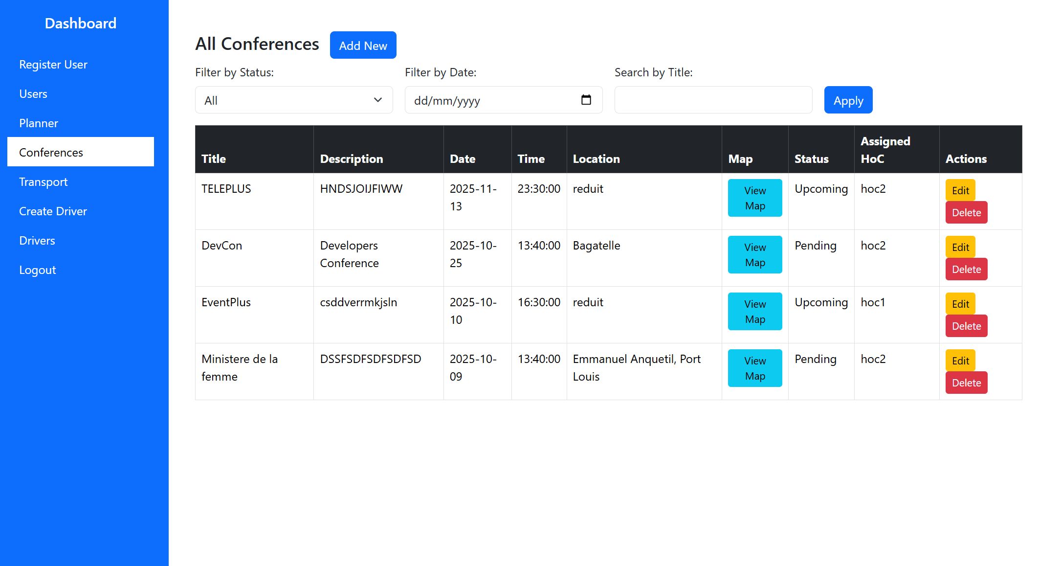 View conferences
