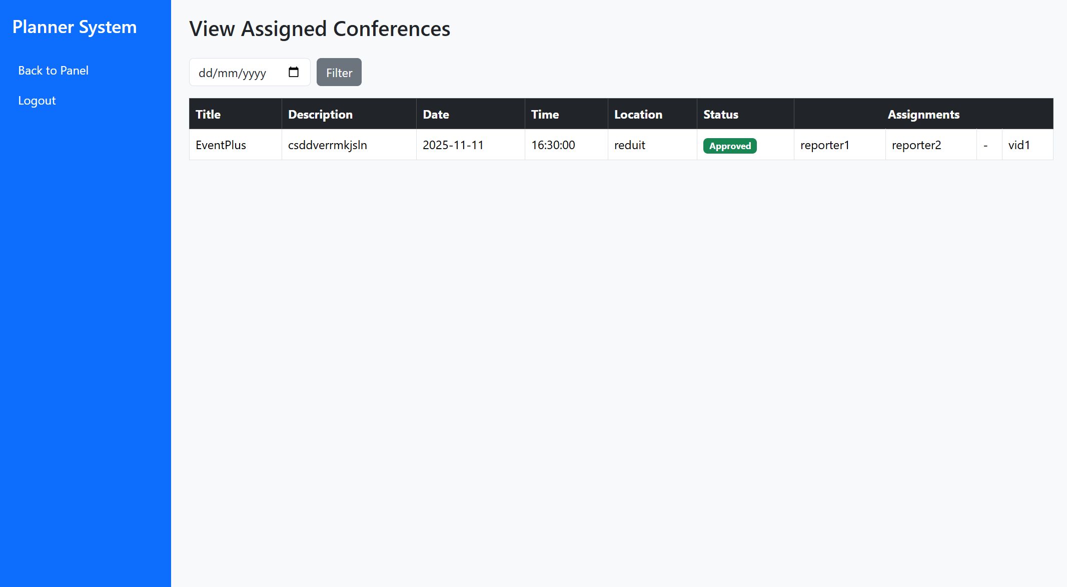 View assigned conferences