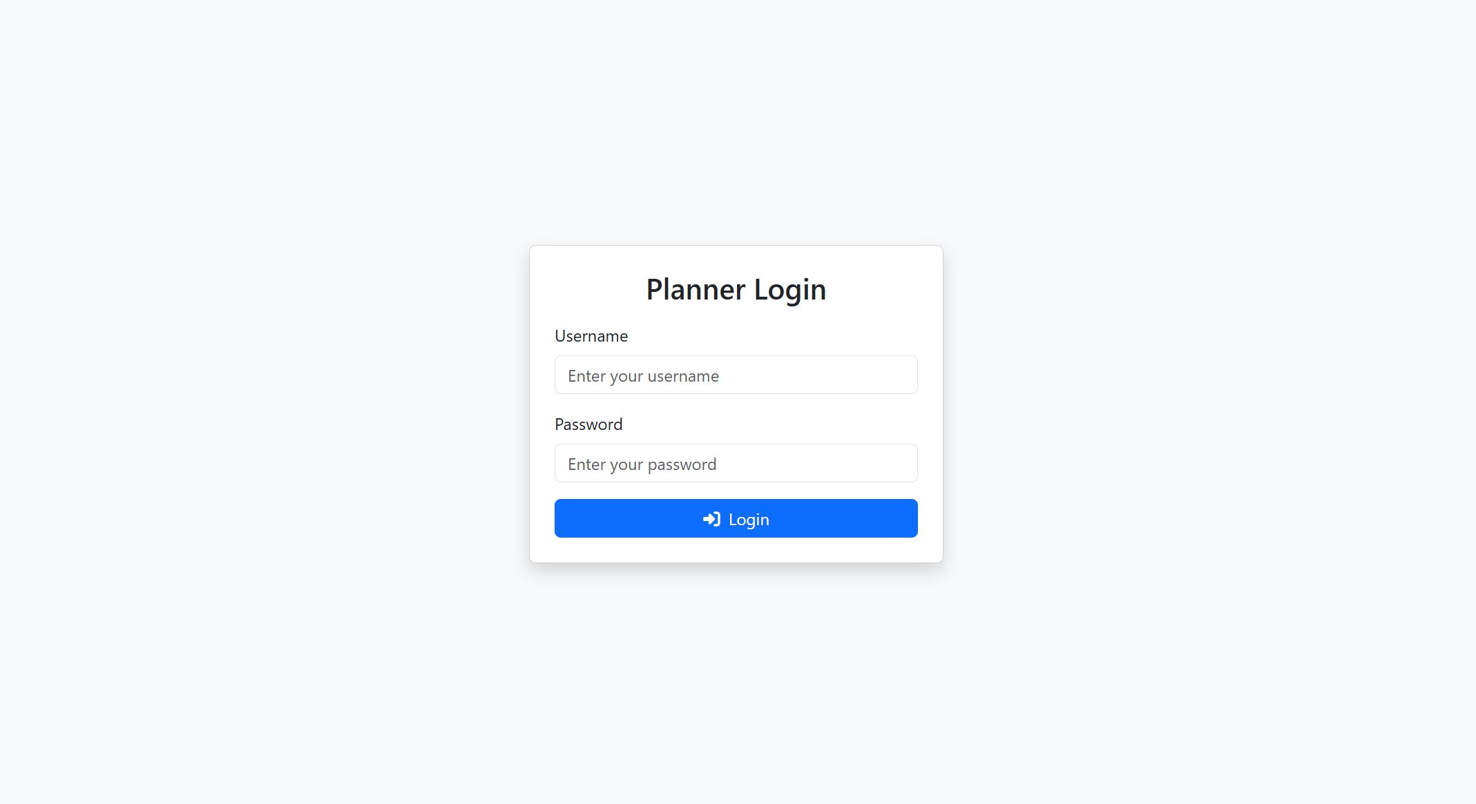 Login screen